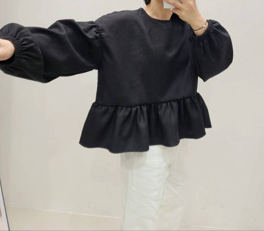 Bell Sleeve Crewneck Top