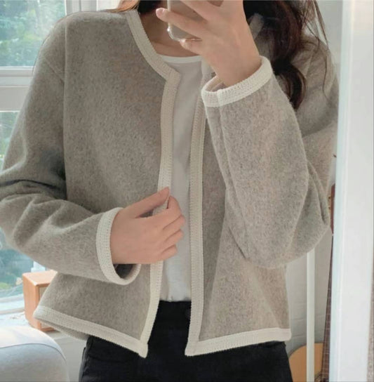 Bordered Knit Cardigan